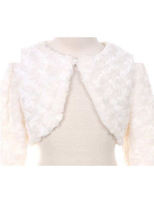 Dreamer P Little Girls Adorable Faux Fur Pearl Cover Up Bolero Jacket Shrug Winter 2-16