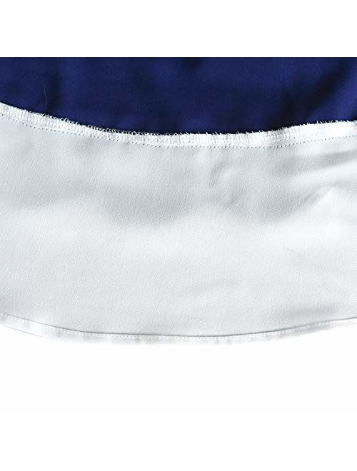 Sunny Fashion Girls Dress Back School Navy Blue White Collar Tie Short Sleeve