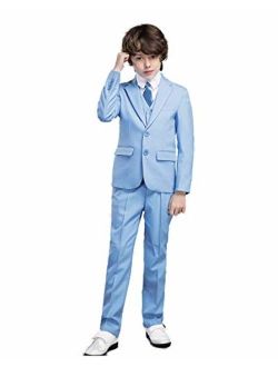 Yanlu 5 Piece Boy's Formal Suits Jacket+Vest+Pants+Shirt+Tie Kids Tuxedos 7 Colors