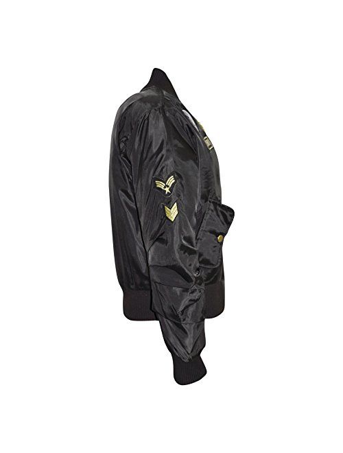 Kids Jacket Girls Boys Badges Print Bomber Padded Zip Up Biker Jacktes MA 1 Coat