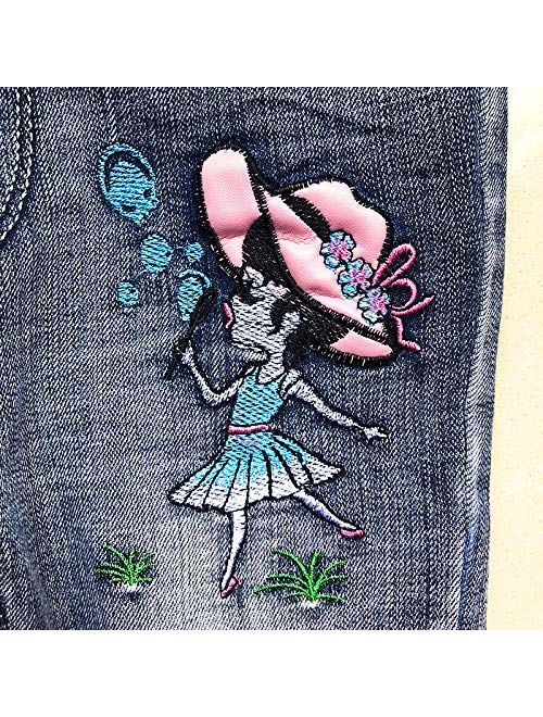Peacolate 2-6T Infant Little Kids Embroidery Girls Jeans Denim Pants