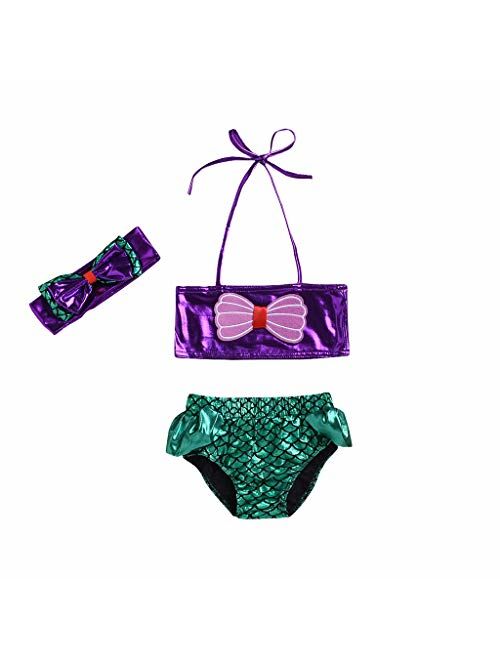 Girl Swimsuit Toddler Summer Swimwear Kid Bow Bikini+Short+Hairband Set