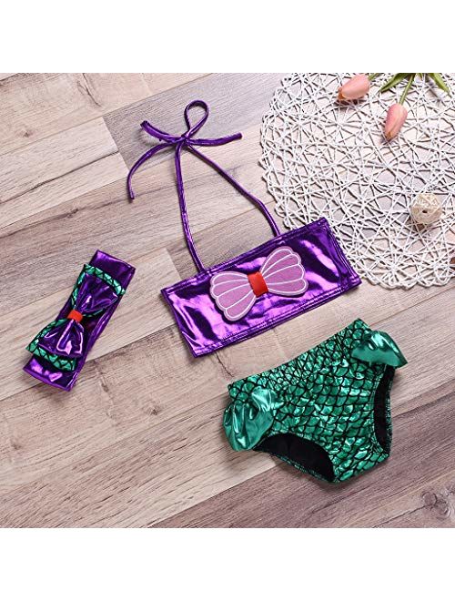 Girl Swimsuit Toddler Summer Swimwear Kid Bow Bikini+Short+Hairband Set