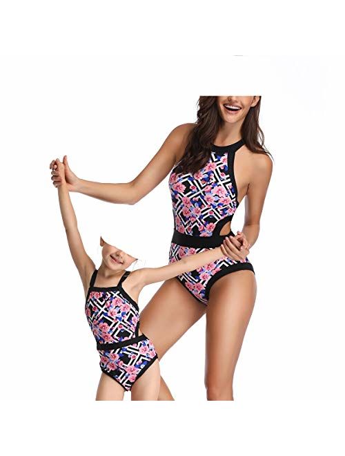 Acircle Mommy And Me Swimsuit Family Mother Girl One Piece Cutout Bathing Suit Bikini