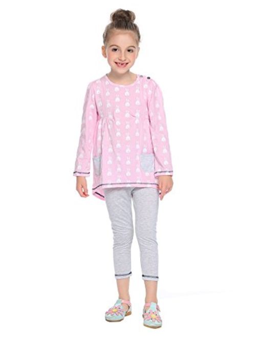 Arshiner Little Girls Clothing Sets Bunny Long Sleeve Outfits 2 PCS Top Leggings Pajamas Sets