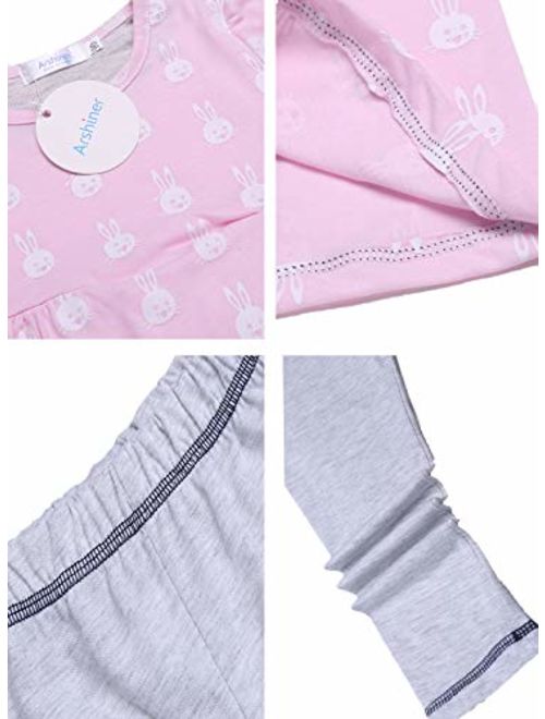 Arshiner Little Girls Clothing Sets Bunny Long Sleeve Outfits 2 PCS Top Leggings Pajamas Sets