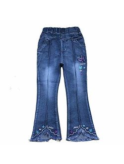 5-9T Infant Little Kids Girls Embroidery Love Jeans Denim Pants