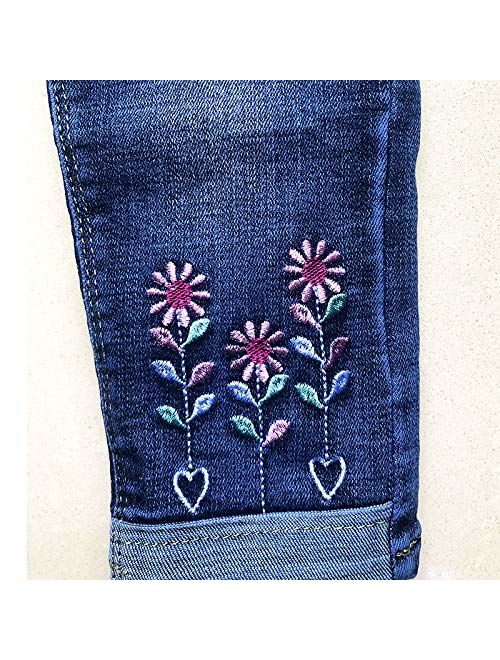 Peacolate 2-6T Infant Little Kids Girls Embroidery Floret Jeans Denim Pants