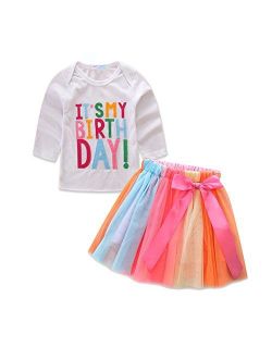 Birthday Outfit for Girl Birthday T-Shirt and Tutu Skirt Set