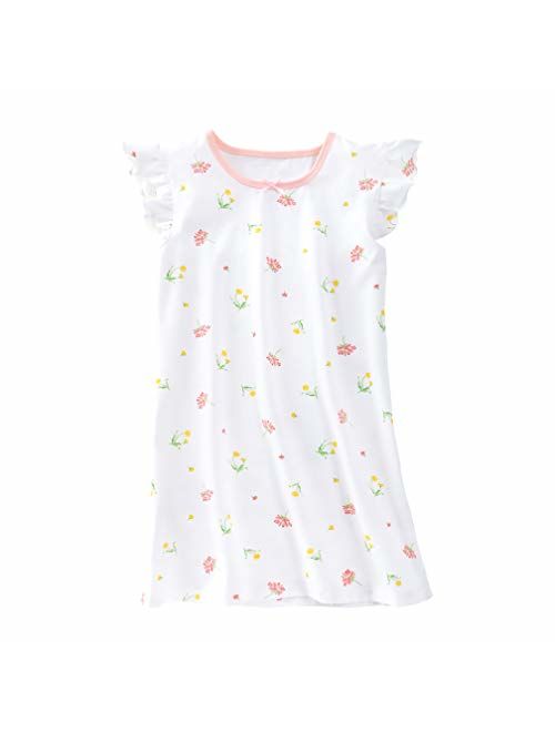 Allmeingeld Girls Princess Nightgowns Heart Print Sleep Shirts Cotton Sleepwear for 3-12 Years 