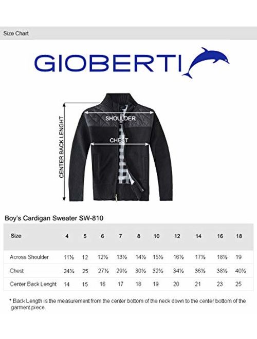 Gioberti Boy's Knitted Full Zip Cardigan Sweater with Soft Brushed Flannel Lining