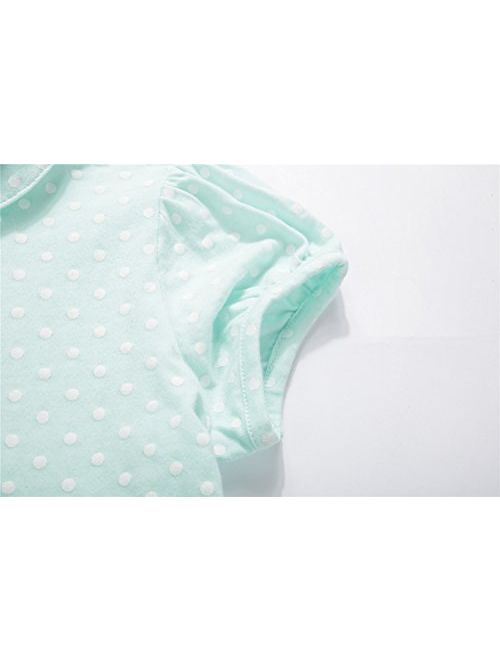 UNACOO Toddler Girls 2 Packs Polo Shirt with Picot Collar Cotton Short Sleeve T-Shirt (Age 2-8 Years)