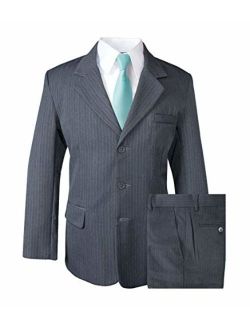 Big Boys' Pinstripe Suit Set Grey