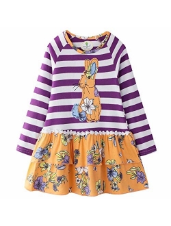 Frogwill Girls Long Sleeve Striped Jersey Casual Dresses Tunics 18M-8Y