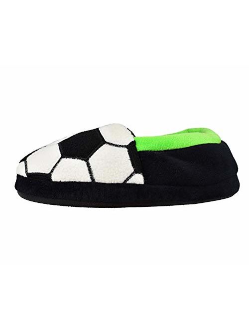 Tirzro Little Kids Big Boys Warm Slippers with Soft Memory Foam Slip-on Indoor Football Slippers 