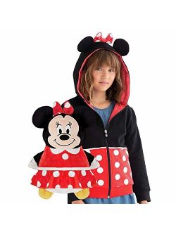 CUBCOATS Minnie Mouse - 2-in-1 Transforming Hoodie and Soft Plushie - Red and Black