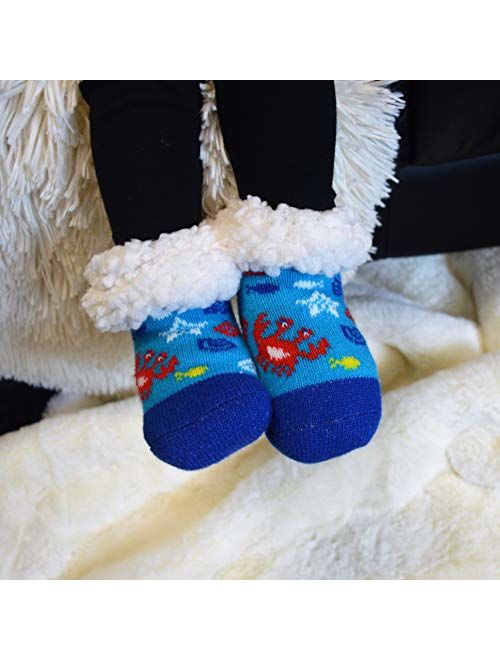 Pudus Cozy Kids & Toddler Slipper Socks with Non-Slip Grippers & Warm Fleece Lining