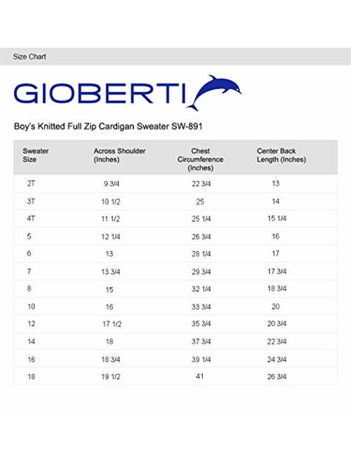 Gioberti Boy's Knitted Full Zip 100% Cotton Cardigan Sweater