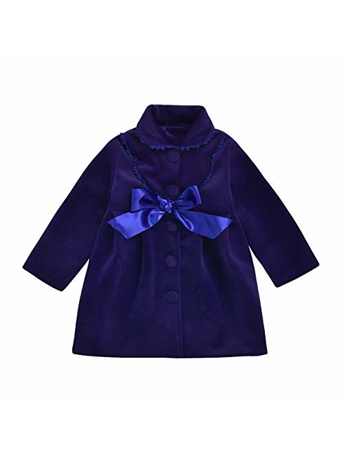 2-7T Toddler Girls Trench Coat Windbreaker Winter Warm Jacket Overcoat Cloak
