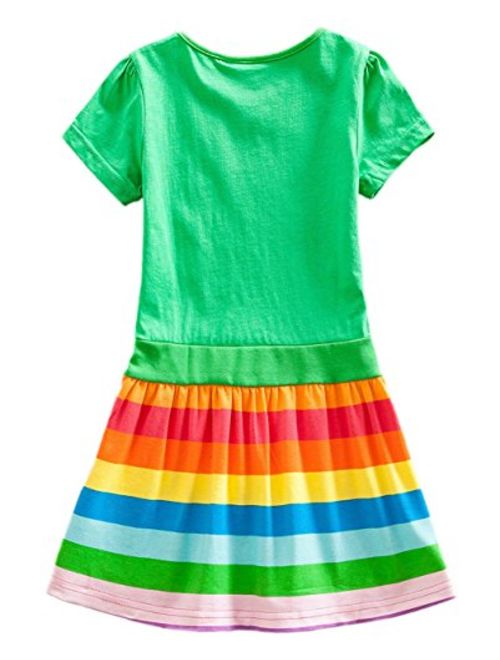 LEMONBABY My Little Pony Dress Colorful Striped Cartoon Girls Dress