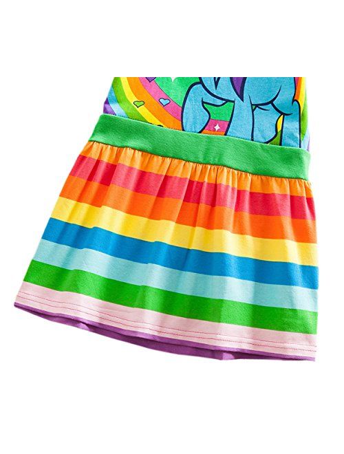 LEMONBABY My Little Pony Dress Colorful Striped Cartoon Girls Dress