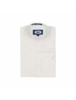 AKA Boys Dress Shirt White and Navy Long and Short Sleeve - Mandarin Collar