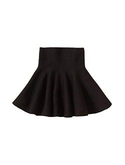 Mesinsefra Little Big Girls' High Waist Knitted Flared Pleated Skirt Casual