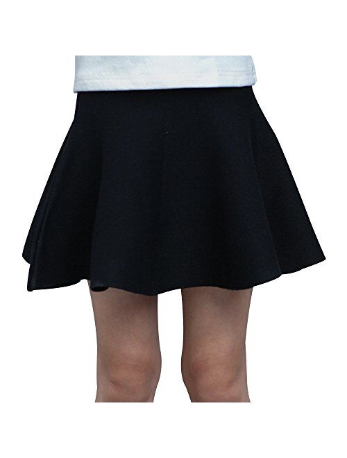 Mesinsefra Little Big Girls' High Waist Knitted Flared Pleated Skirt Casual