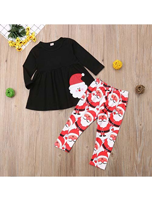 Kids Toddler Baby Girls Festival Outfits Long Sleeve T-Shirt Top Tunic Long Pants Clothes Set