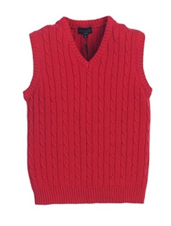 Boy's 100% Cotton Soft V-Neck Cable Knit Sweater Vest