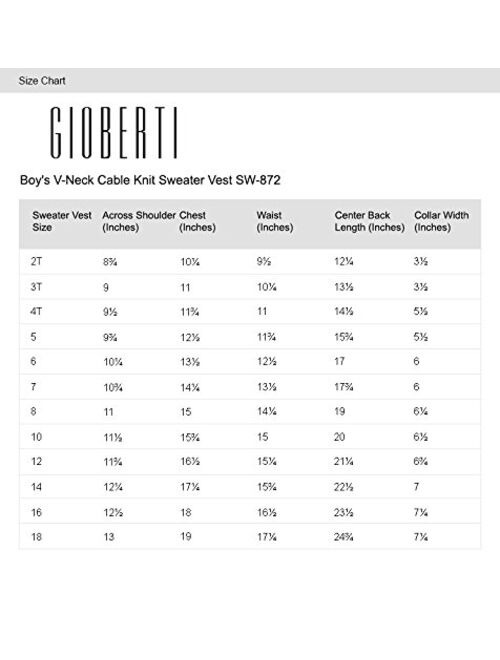 Gioberti Boy's 100% Cotton Soft V-Neck Cable Knit Sweater Vest