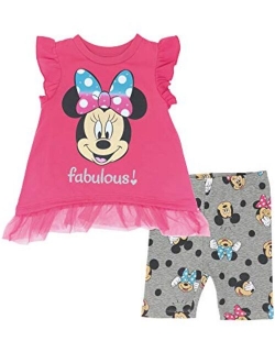 Minnie Mouse Girls' Fashion Peplum Top & Bike Shorts Set