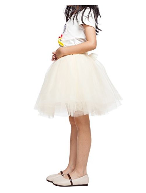 Little Girl Tutu Skirt A Line 7 Layers Tulle Skirt Party Princess Dance Tutu Dress (3T -10T)