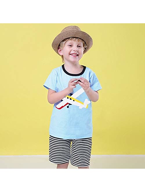 Little Hand Toddler Boys Pajama Dinosaur 100% Cotton Short Sets Pajamas for Boy Truck Pjs Summer Clothes Size 2-7 T