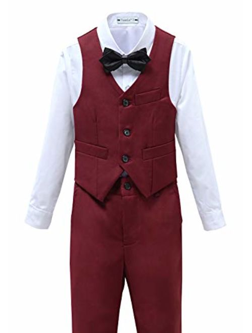 Yanlu Boys Suits Set 5 Piece Size 2T-14 Burgundy Slim Fit Boy Suit