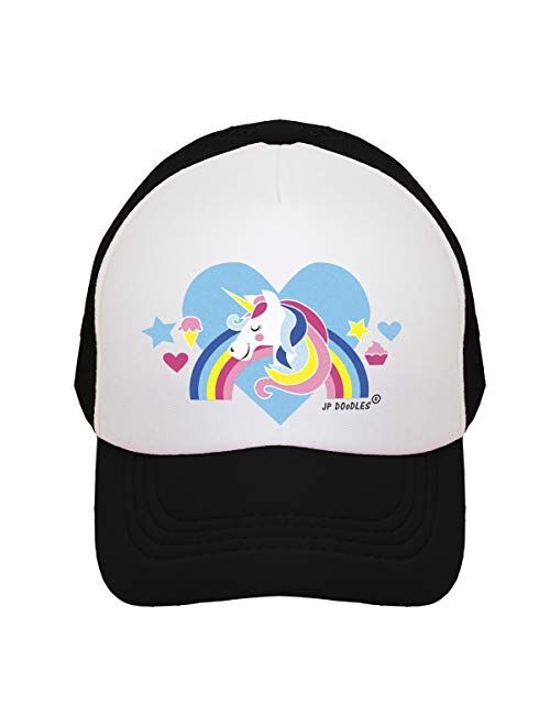 JP DOoDLES Unicorn Hat Kids Trucker Hat. Baseball Mesh Back Cap fits Baby, Toddler and Youth