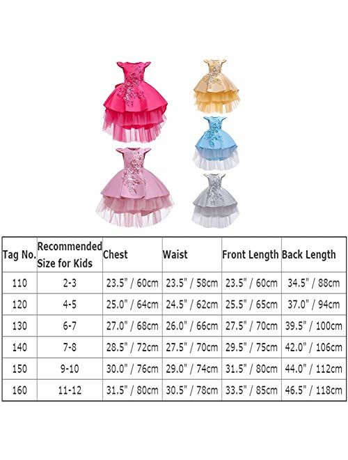 IBTOM CASTLE Little Girls Handmade Flower High Low Dress Birthday Party Fancy Lace Princess Costume Dance Ball Gown