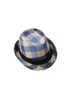DANTIYA Kids' Little Boys Plaid Cotton Fedoras Hat Cap