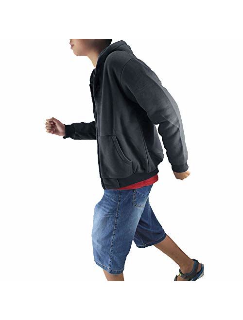 Yasumond Hoodies for Boys Sherpa Lined Full Zip Fleece Athletic Youth Kids Sweatshirts 