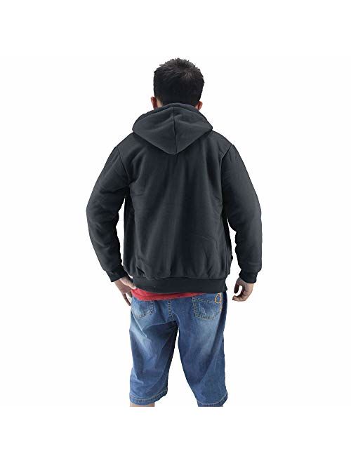 Yasumond Boys Hoodies Full Zip Up Sherpa Lined Fleece Lined Athletic Youth Kids Sweatshirts,Size 8-16
