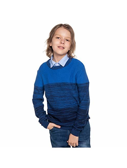 Kid Nation Boys Pullover Striped Sweater Soft Cotton Gradient Knitted Casual Tops for Kids 4-12Y