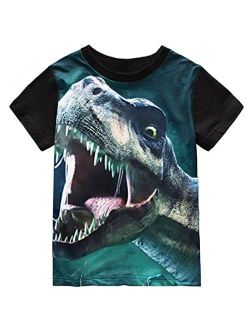 Kids Boys Tees Dinosaur Short Sleeve 3D Shirts Summer Toddler Cotton Crewneck Tops T Shirt