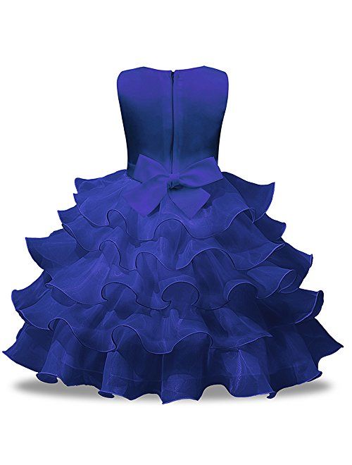 Kids Tales Girls Princess Bowknot Wedding Dress Ruffles Pageant Party Dress