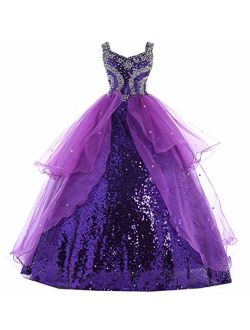 HuaMei Little Girls Sequins Spagehetti Ball Gowns Pageant Dresses