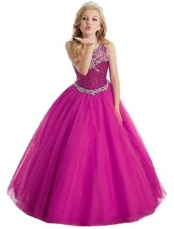 HuaMei Little Girls Sequins Spagehetti Ball Gowns Pageant Dresses