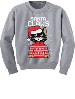 Santa Claws Cat Ugly Christmas Sweater Youth Kids Sweatshirt