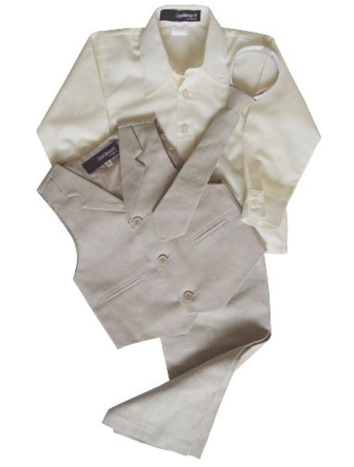 Gino Giovanni Boys Summer Linen Blend Suit Vest Dresswear Set