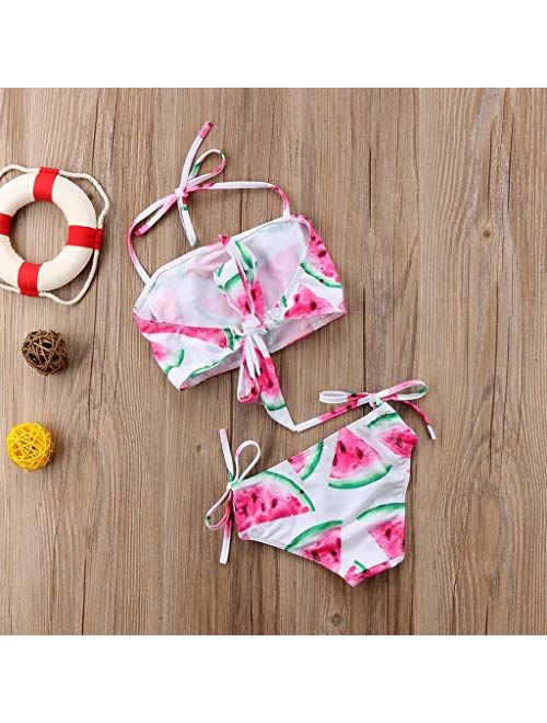 Kids SwimwearChildren Kids Girls Bikini Beach Watermelon Straps Swimsuit+Shorts Swimwear Set