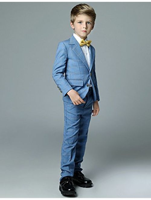 Yanlu Boys Formal Suits Silm Fit Dresswear Boy Suit with Blazer Pants Shirt and Bow Tie 