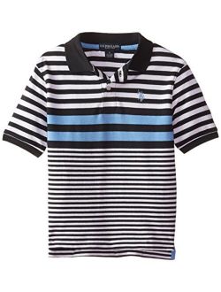 Boys' Engineered Striped Pique Polo Shirt